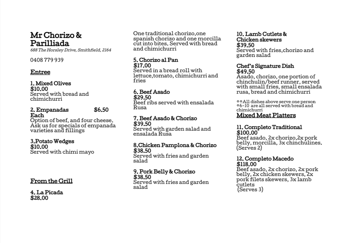 Menu Mr Chorizo & Parilliada-1